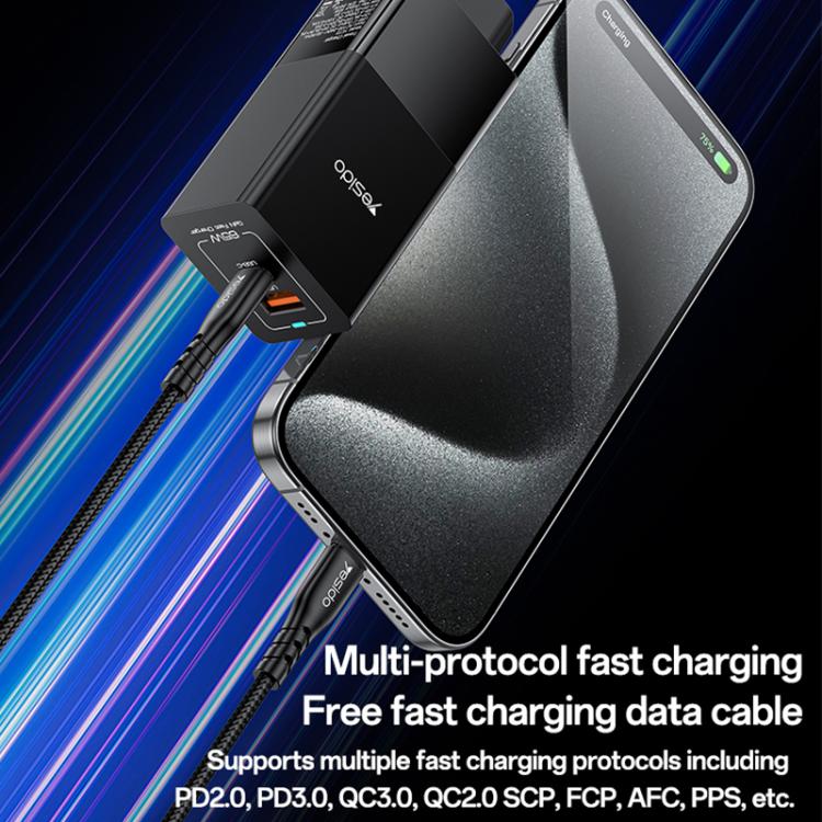 Yesido YC73 65W USB and USB-C / Type-C Dual Port GaN Fast Charger Set, EU Plug
