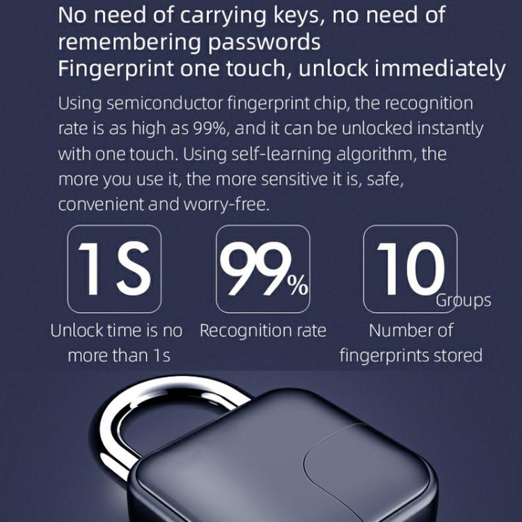 Anytek L3+ Graffiti Smart Fingerprint Padlock Waterproof Electronic Lock, L3+