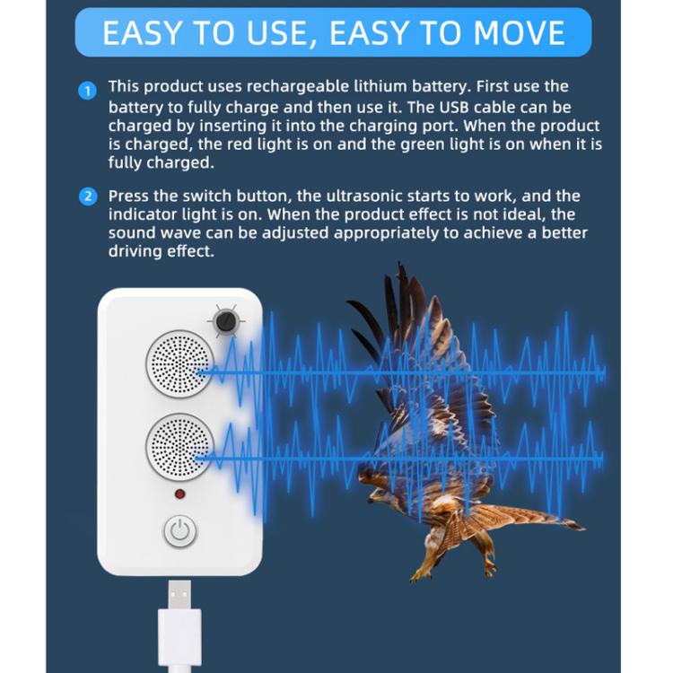USB Rechargeable Doors Windows Ultrasonic Animal Bird Repeller, Bird Repeller