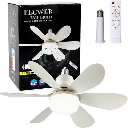 Compact Socket Fan Light with Remote Control – Adjustable LED Ceiling Fan Bulb for Home & Office