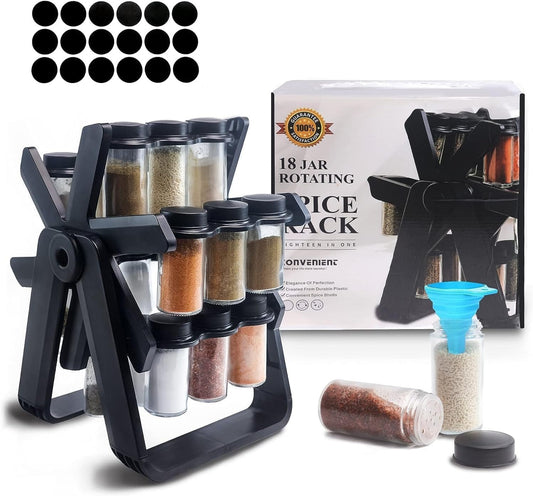 Spice Rack Organizer with 18 Spice Jars | Kitchen Storage & Seasoning Holder