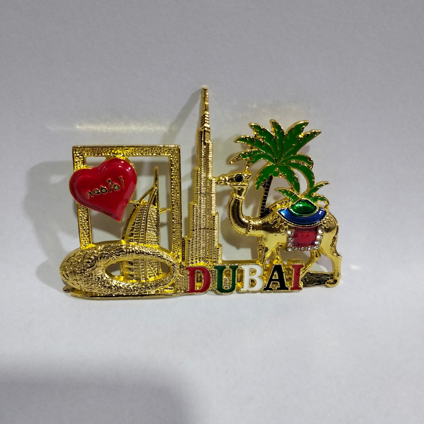 Souvenir Fridge Magnet Metal Golden Camel Palm Tree Dubai Museum of Future Burj Khalifa Burj Al Arab Dubai Frame (Best Gift Item for Tourists & Residences)