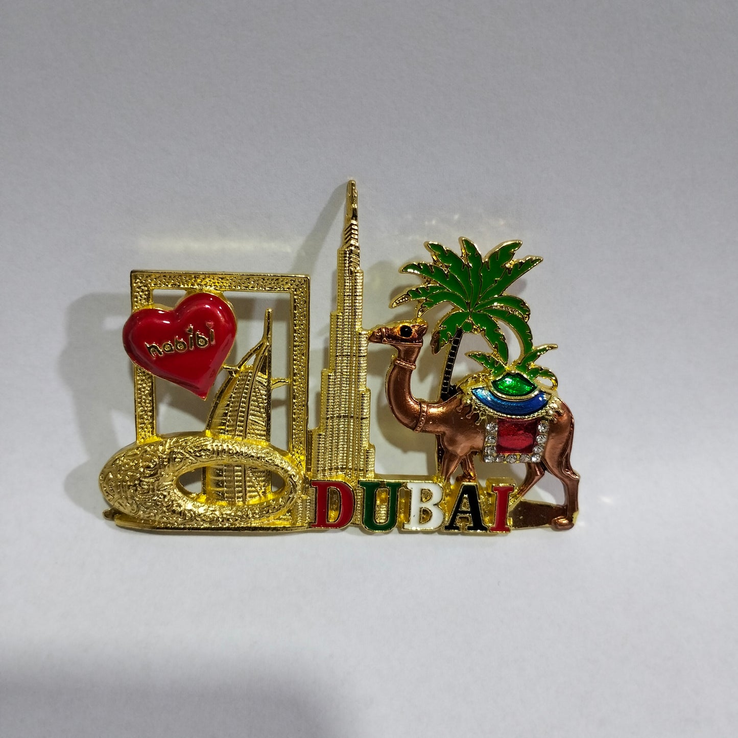 Souvenir Fridge Magnet Metal Golden Camel Palm Tree Dubai Museum of Future Burj Khalifa Burj Al Arab Dubai Frame (Best Gift Item for Tourists & Residences)