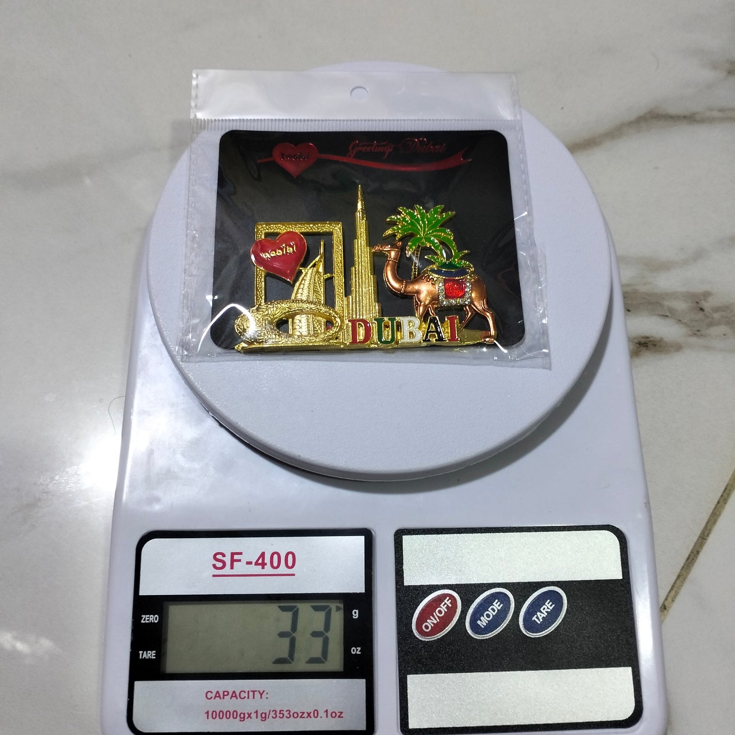 Souvenir Fridge Magnet Metal Golden Camel Palm Tree Dubai Museum of Future Burj Khalifa Burj Al Arab Dubai Frame (Best Gift Item for Tourists & Residences)