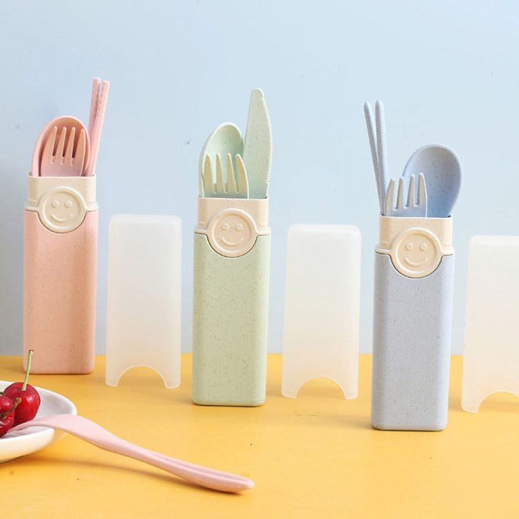 4 In 1 Portable Wheat Straw Tableware Set Outdoor Travel Storage Tableware Box, A With Chopsticks (Beige), A With Chopsticks (Pink), A With Chopsticks (Blue), B With Chopsticks (Beige), B With Chopsticks (Pink), B With Chopsticks (Blue)����������������...