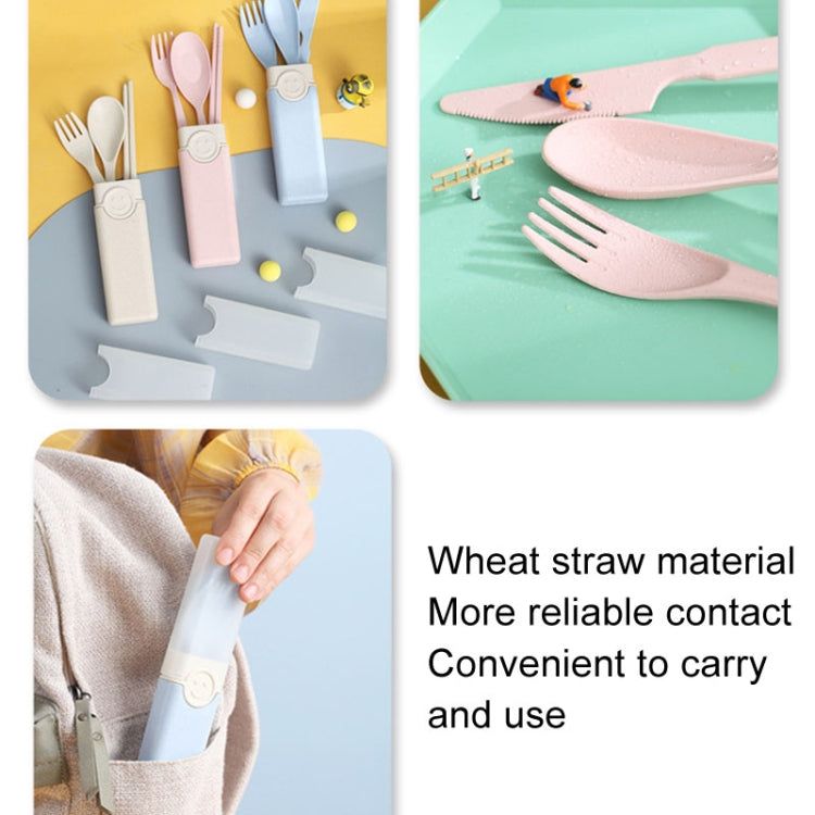 4 In 1 Portable Wheat Straw Tableware Set Outdoor Travel Storage Tableware Box, A With Chopsticks (Beige), A With Chopsticks (Pink), A With Chopsticks (Blue), B With Chopsticks (Beige), B With Chopsticks (Pink), B With Chopsticks (Blue)����������������...