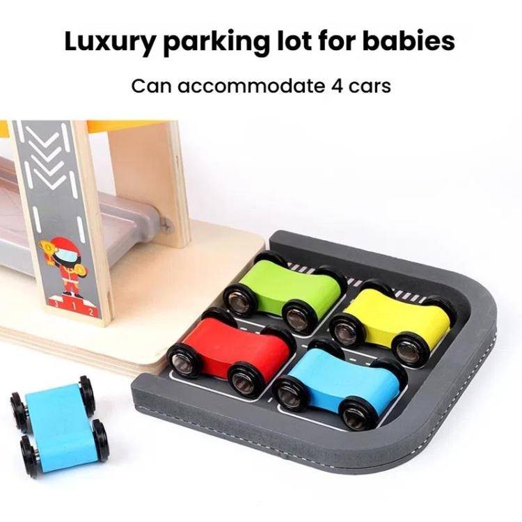 Wooden Fun Multi Track Game Gliding Car Inertia Slide With Parking Lot Puzzle Parent-child Toys, 7 Layers, 4 Layers