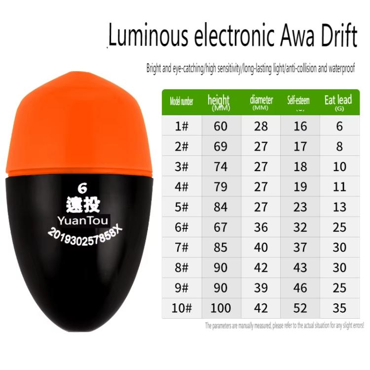 Electronic Luminous Float For Night Fishing Sea Fishing ABS Anti-Fall Float, 1, 2, 3, 4, 5, 6, 7, 8, 9, 10