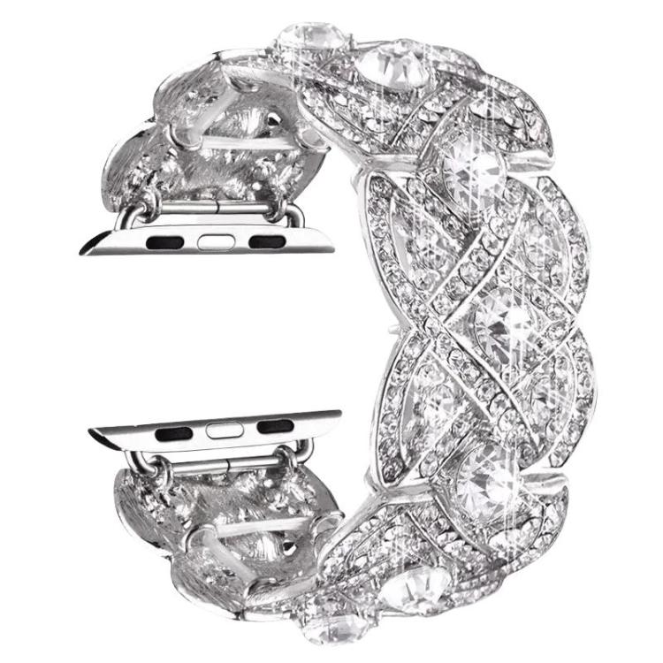 Petaled Metal Diamond Wristband Strap for Apple Watch Series 9/8/7/6/SE/5/4/3 – Silver, Black, Rose Gold, Gold