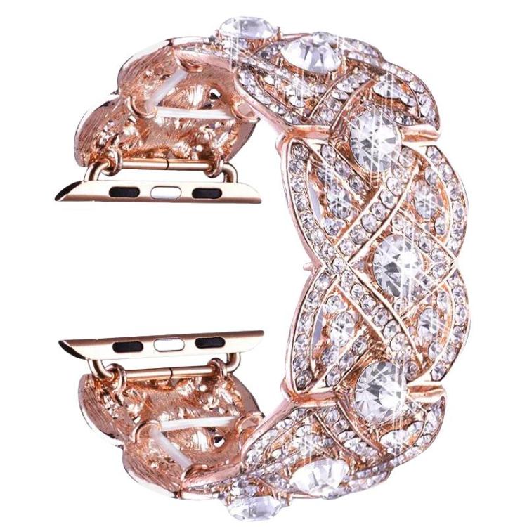 Petaled Metal Diamond Wristband Strap for Apple Watch Series 9/8/7/6/SE/5/4/3 – Silver, Black, Rose Gold, Gold
