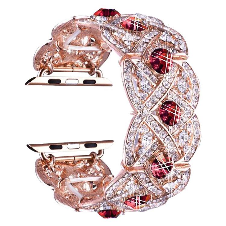Petaled Metal Diamond Wristband Strap for Apple Watch Series 9/8/7/6/SE/5/4/3 – Silver, Black, Rose Gold, Gold