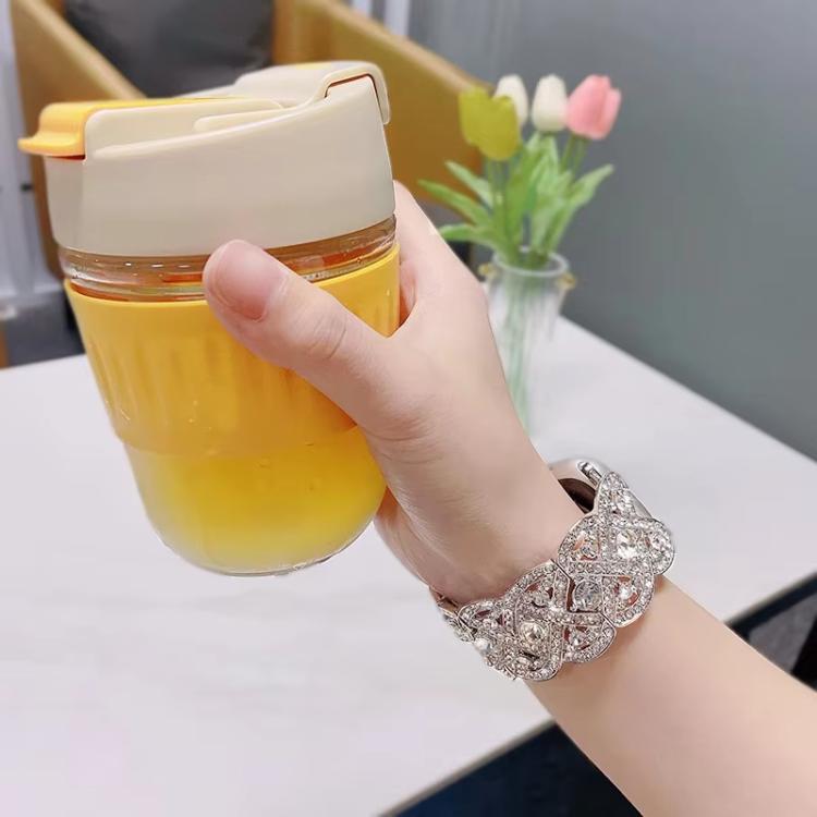 Petaled Metal Diamond Wristband Strap for Apple Watch Series 9/8/7/6/SE/5/4/3 – Silver, Black, Rose Gold, Gold