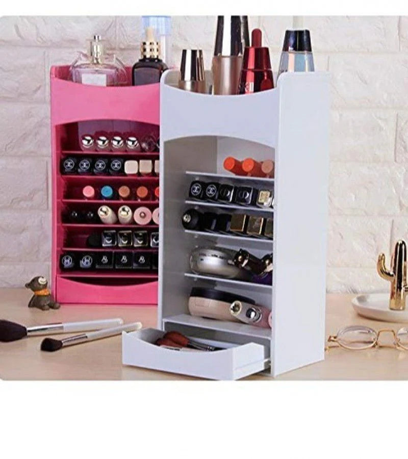 Everyday Shop 1Pc Lipstick Stand Multi Grid Acrylic Makeup Organiser Transparent Plastic Makeup Cosmetic Storage Box Nail Paint/Polish Holder Display Stand Organizer