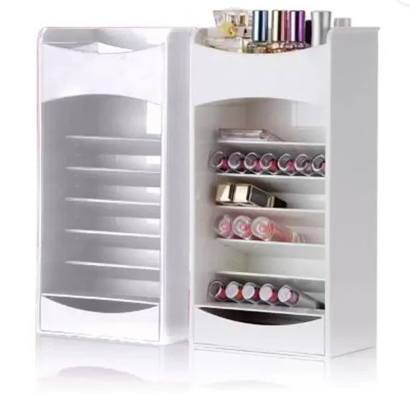 Everyday Shop 1Pc Lipstick Stand Multi Grid Acrylic Makeup Organiser Transparent Plastic Makeup Cosmetic Storage Box Nail Paint/Polish Holder Display Stand Organizer