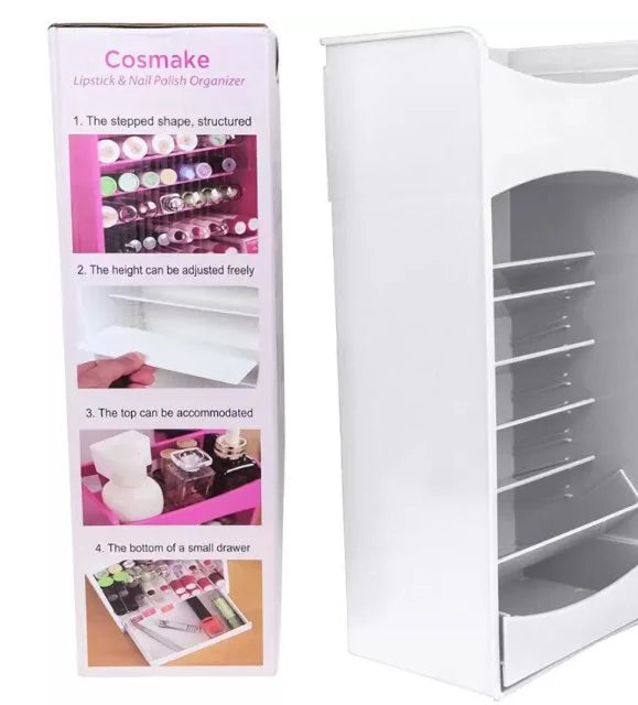 Everyday Shop 1Pc Lipstick Stand Multi Grid Acrylic Makeup Organiser Transparent Plastic Makeup Cosmetic Storage Box Nail Paint/Polish Holder Display Stand Organizer