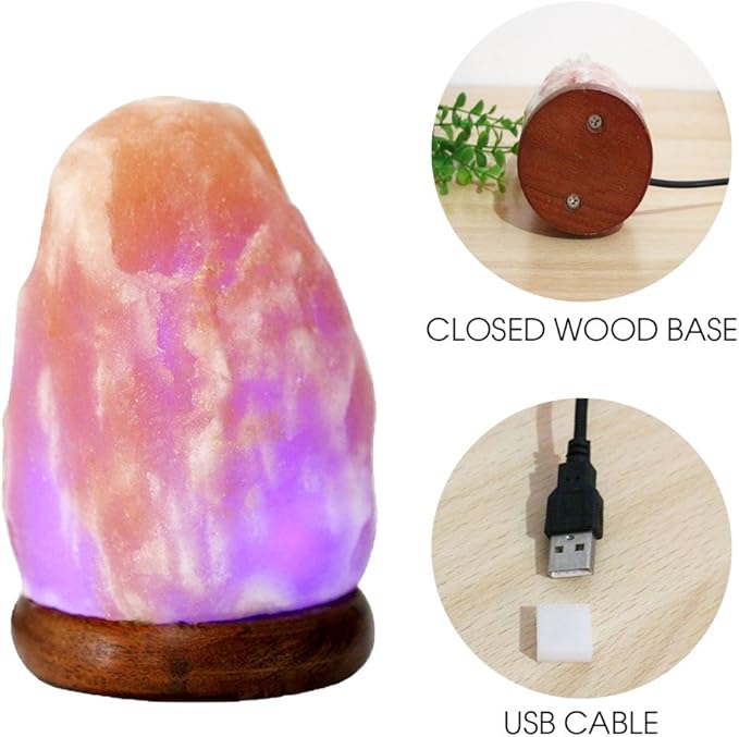 Himalayan Salt Lamp Healthy Environment Air Purifier with 16 Colors Changing Glows LED Bulb