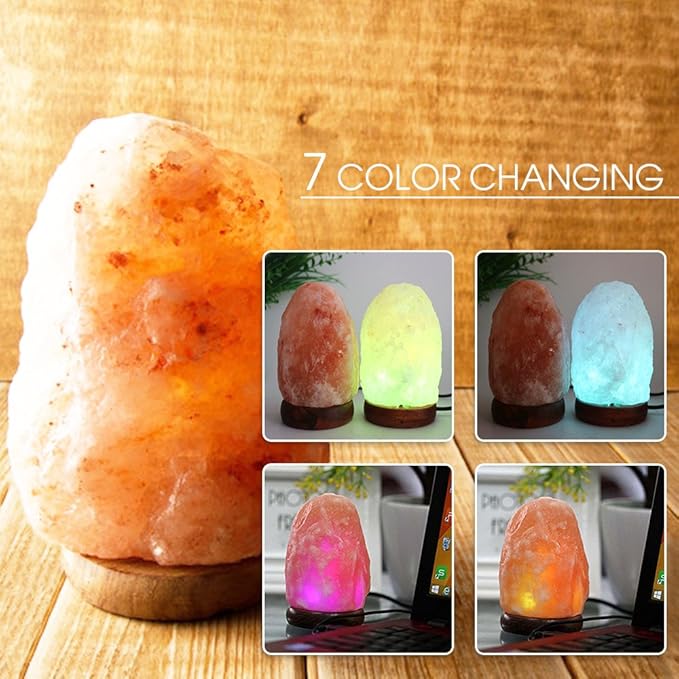 Himalayan Salt Lamp Healthy Environment Air Purifier with 16 Colors Changing Glows LED Bulb
